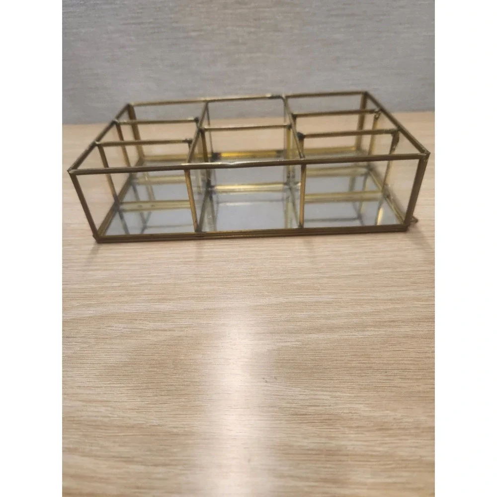 Vtg Brass Mirrored Glass Tabletop /Wall Mount Mini Curio Trinket Cabinet 8 1/4